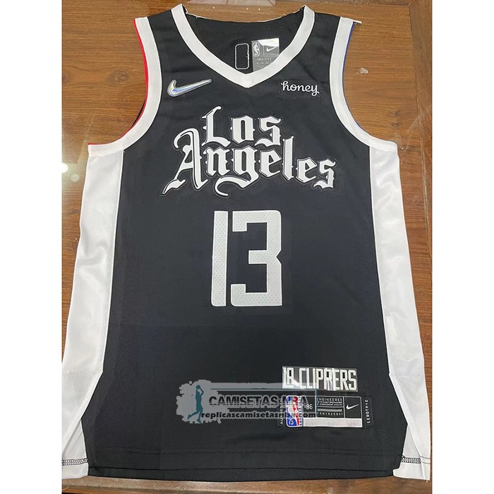 Camiseta Los Angeles Clippers Paul George NO 13 Ciudad 2020-21 Autentico Negro